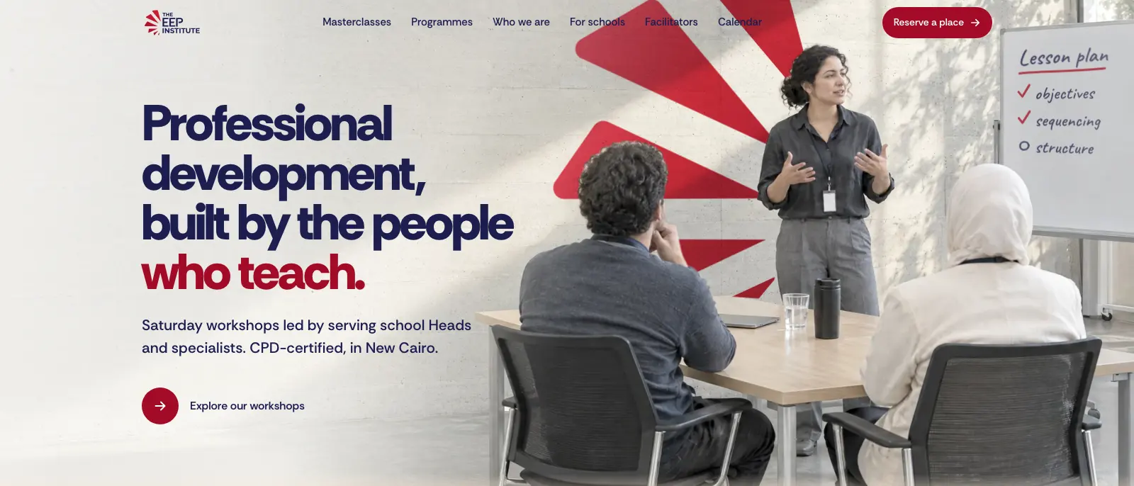 Full desktop view of the The EEP Institute website
