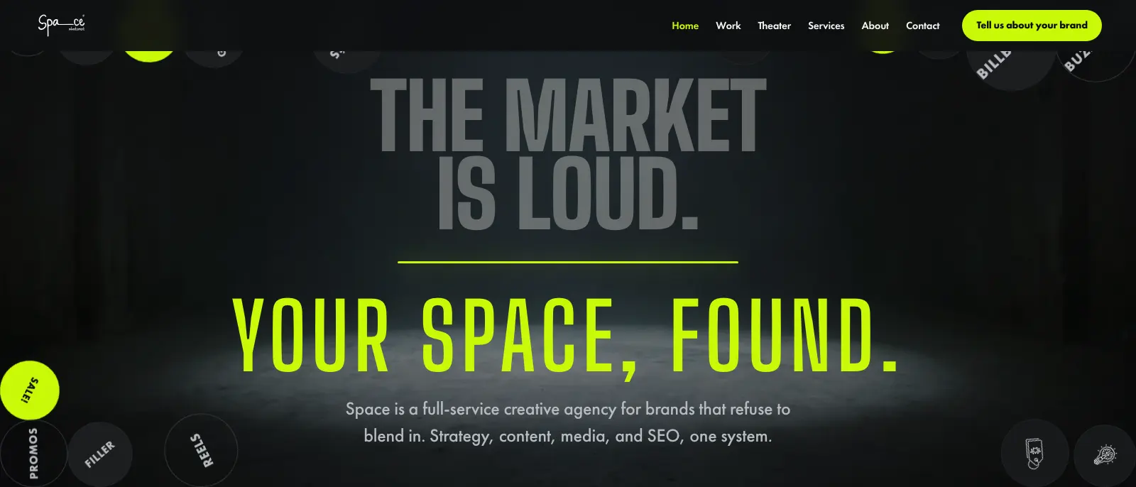 Full desktop view of the Space Advertising website