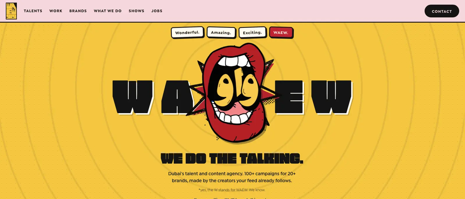 Full desktop view of the WAEW website