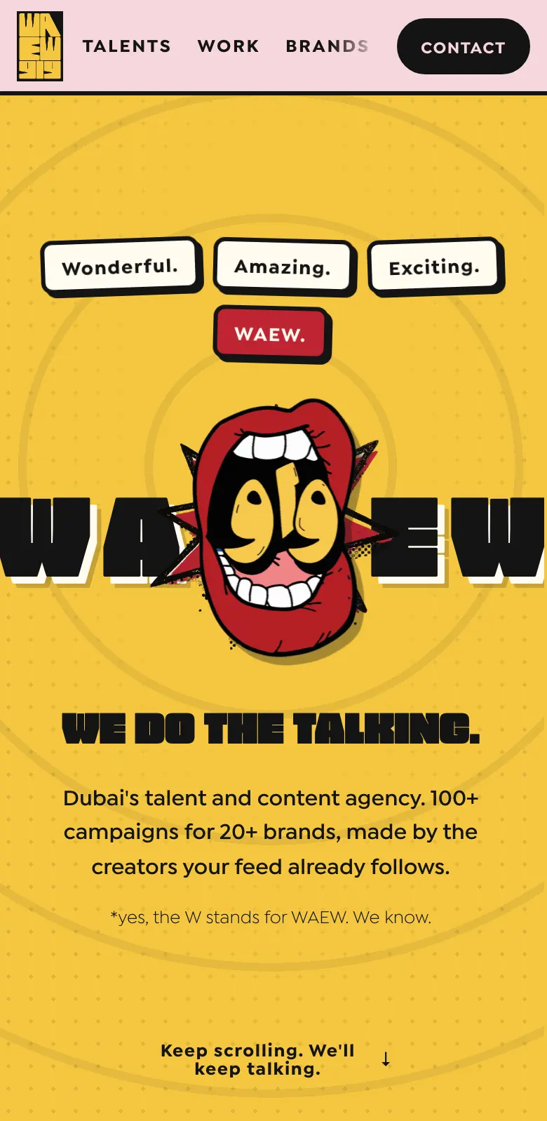 Mobile view of the WAEW website
